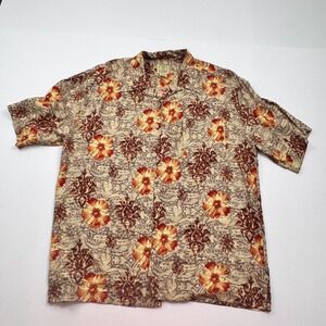 Morro Bay Shirt Mens Medium Hawaiian Floral Button Up Rayon Casual Beach Top